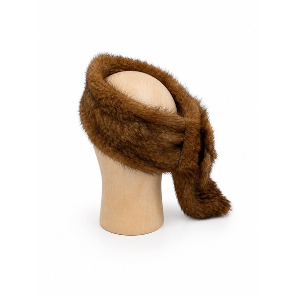 Ophelie Hats Brown Knitted Real Mink Fur Scarf Neck Warmer or headband